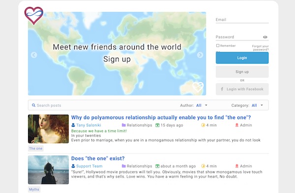 polyamory dating homepage screenshot
